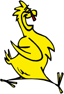 Yellow Duck with Red Nose on Black Background - Fun Clipart Collection