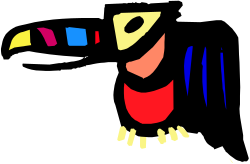 Colorful Bird Clipart on Black Background - Vibrant and Striking