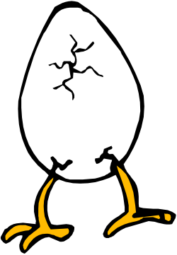 White Egg with Yellow Beak on Black Background - Stunning Clipart