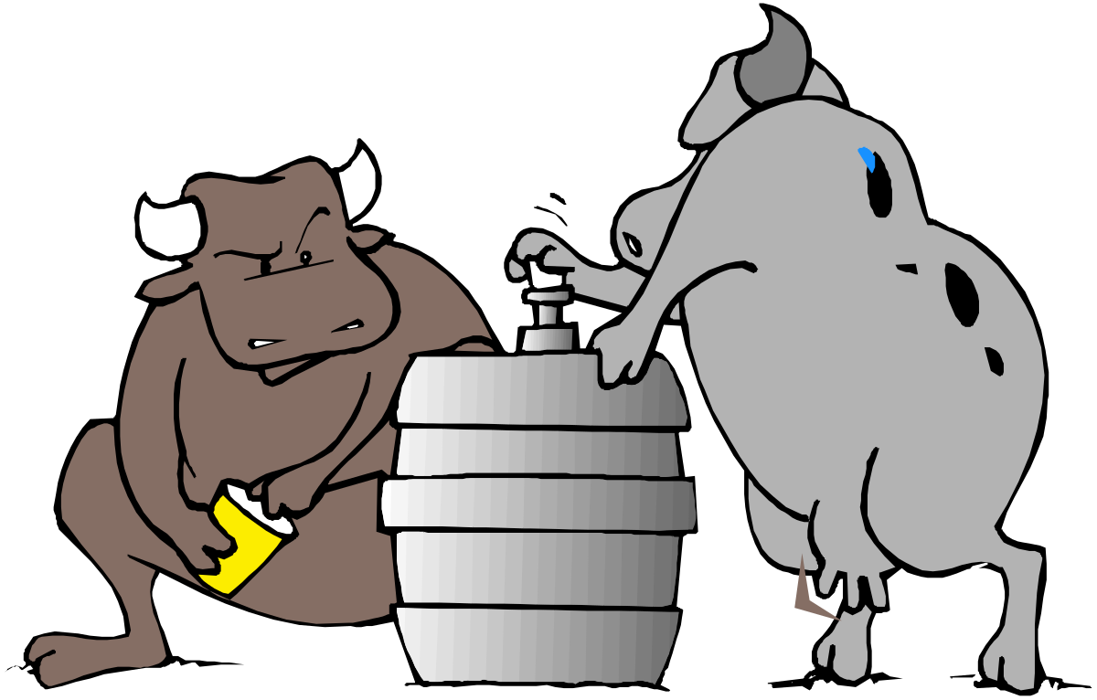 Cows Next to Barrel Clipart - Charming Farm Scene Clipart Collection