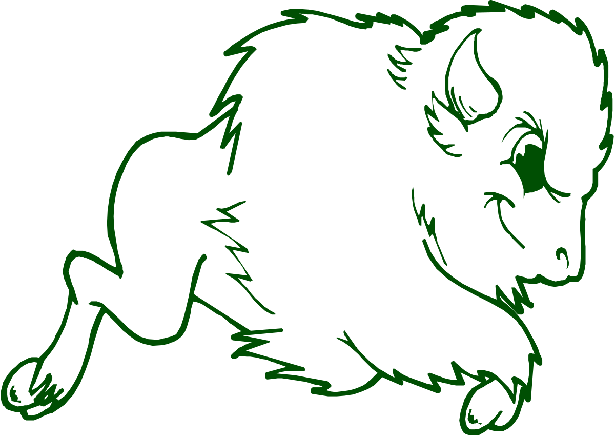 White Bison Clipart on Black Background - Majestic Animal Art