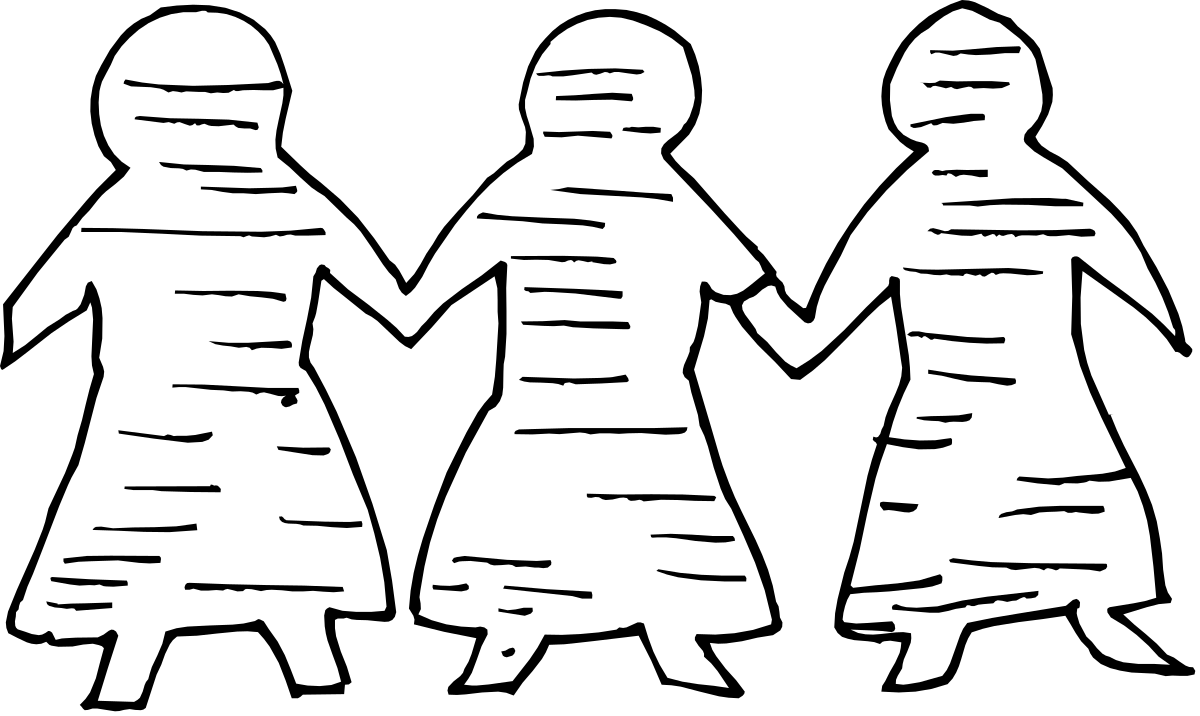 Silhouettes of Three Women in White - Elegant Clipart Collection