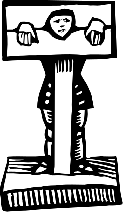 Black and White Drawing of a Person Holding a Knife - Clipart
