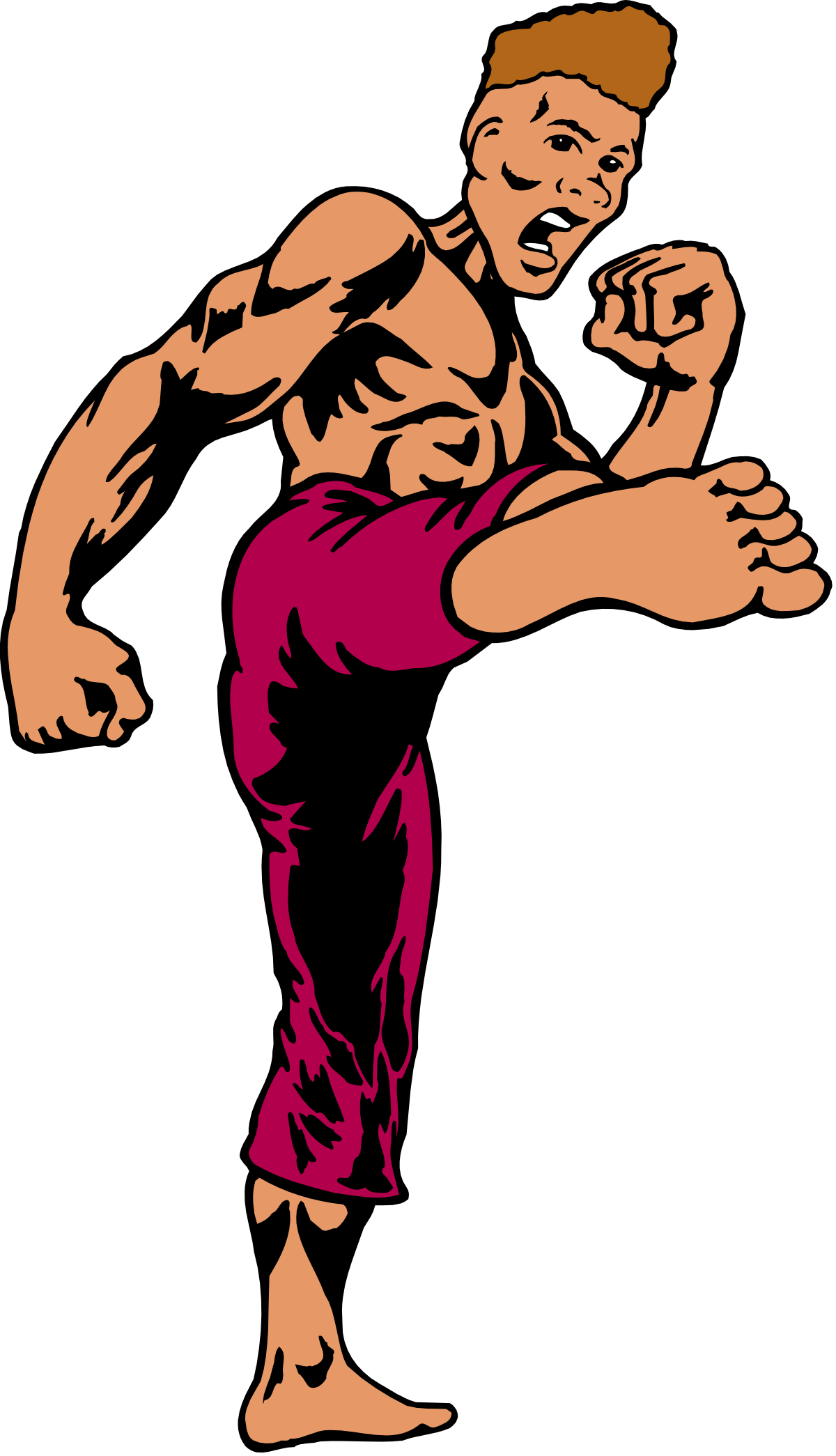 a man in a red shirt is doing a kick clip art png transparent Man in Red Shirt Kicking - Dynamic Clipart for Action Scenes