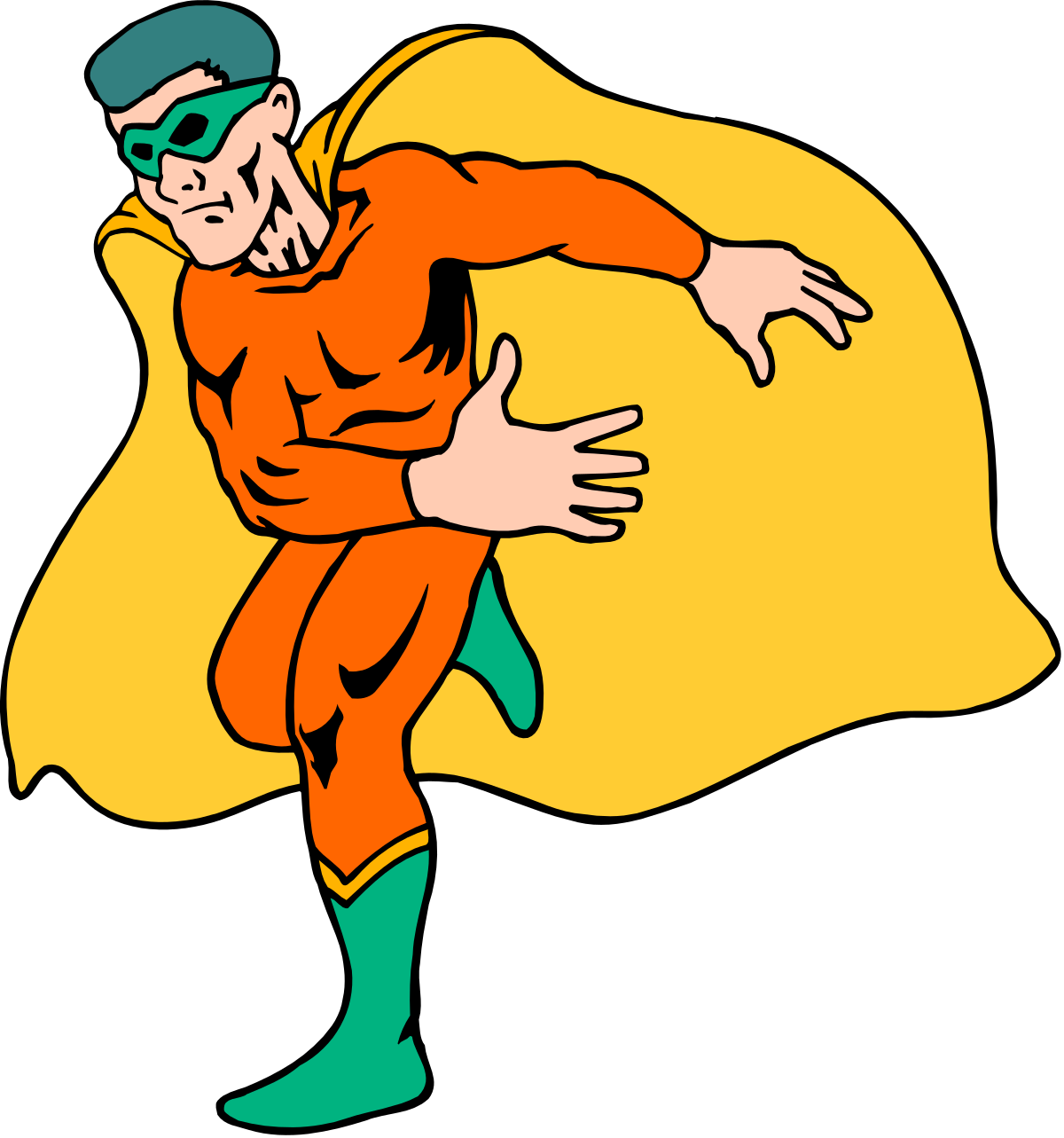 Superhero Clipart: Cartoon Hero with Cape for Creative Projects
