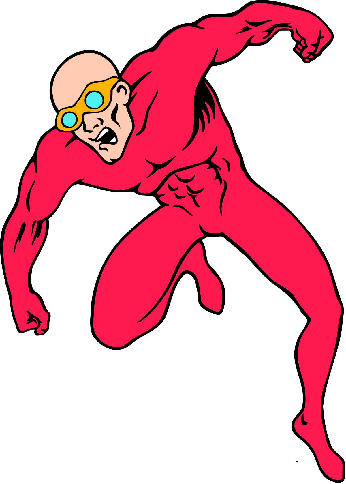 a red superhero running with a yellow mask clip art png transparent Red Superhero Running with Yellow Mask Clipart