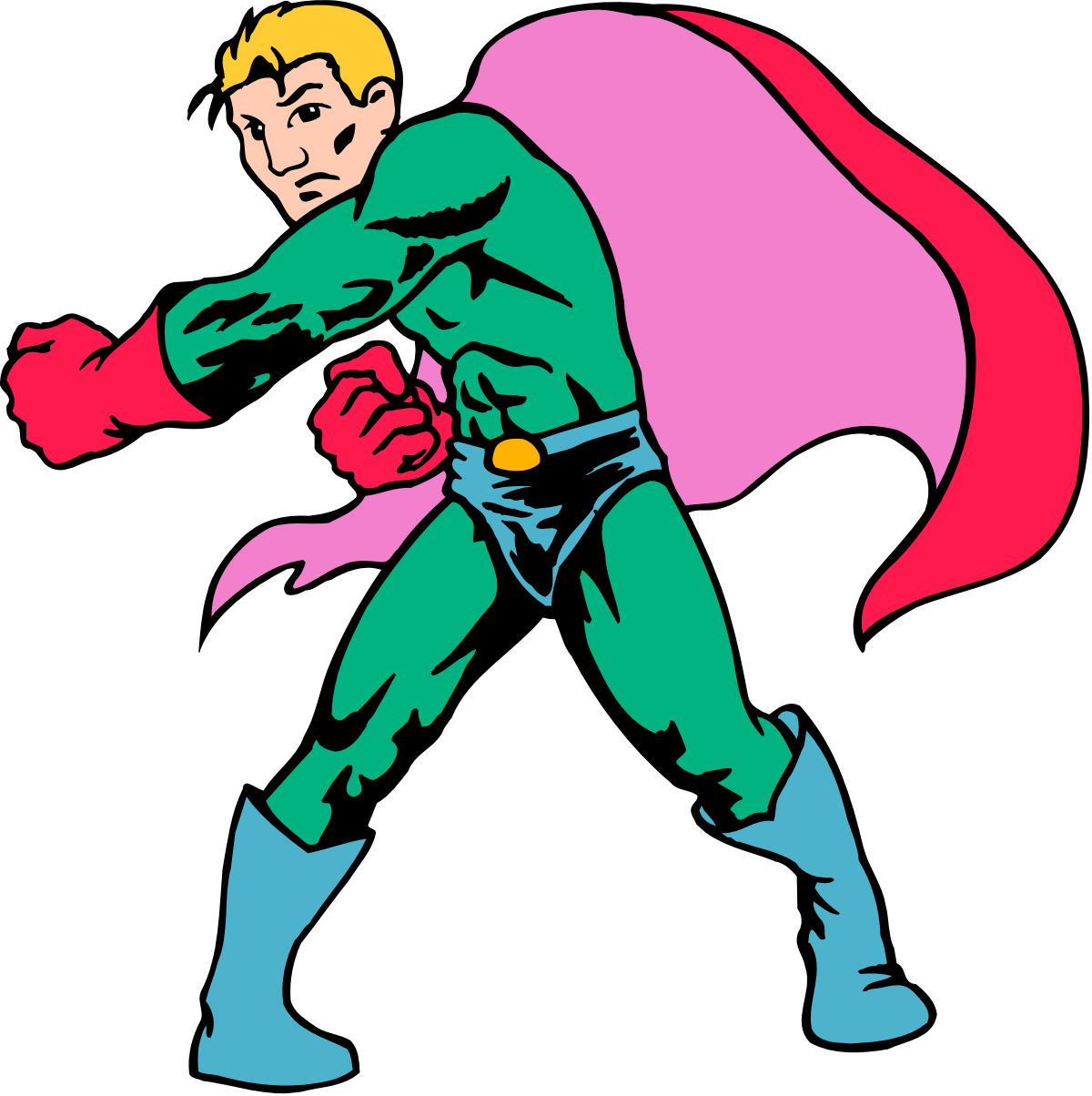 a man in a green suit with a red cape clip art png transparent Man in Green Suit with Red Cape Clipart: Superhero Concept Art