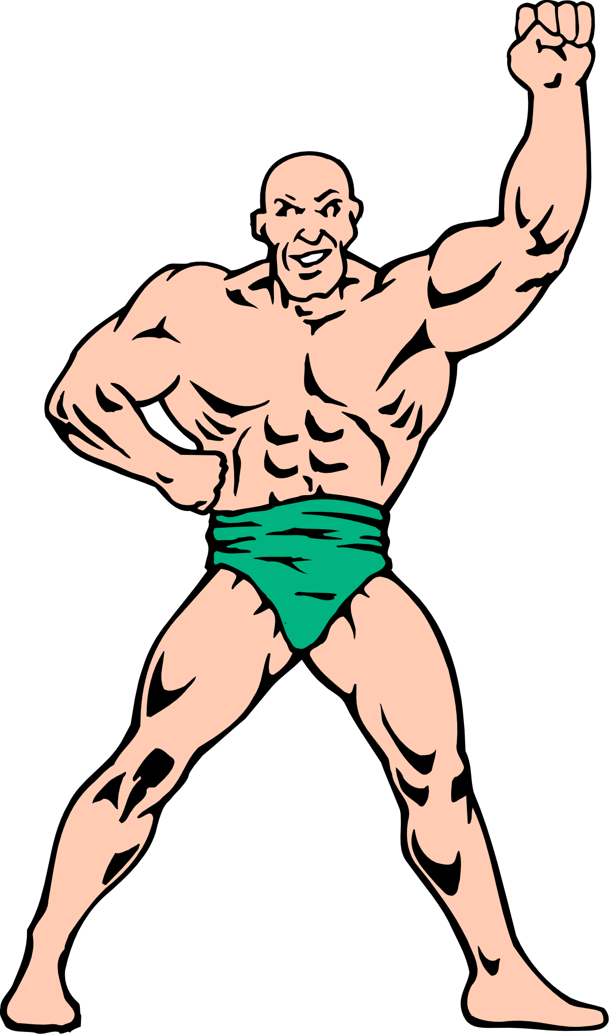 Cartoon Wrestler with Green Belt Clipart
