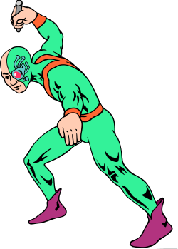 Man Running in Green and Orange Clipart for Dynamic Visuals