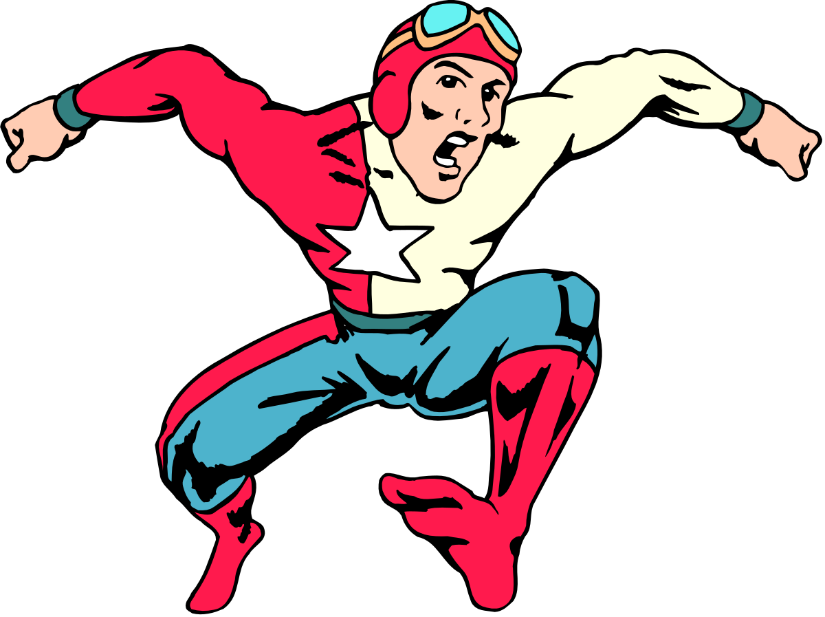 Superhero Flying Through the Air - Dynamic Clipart for Every Project