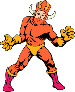 Cartoon Character in Red and Yellow Costume - Vibrant Clipart