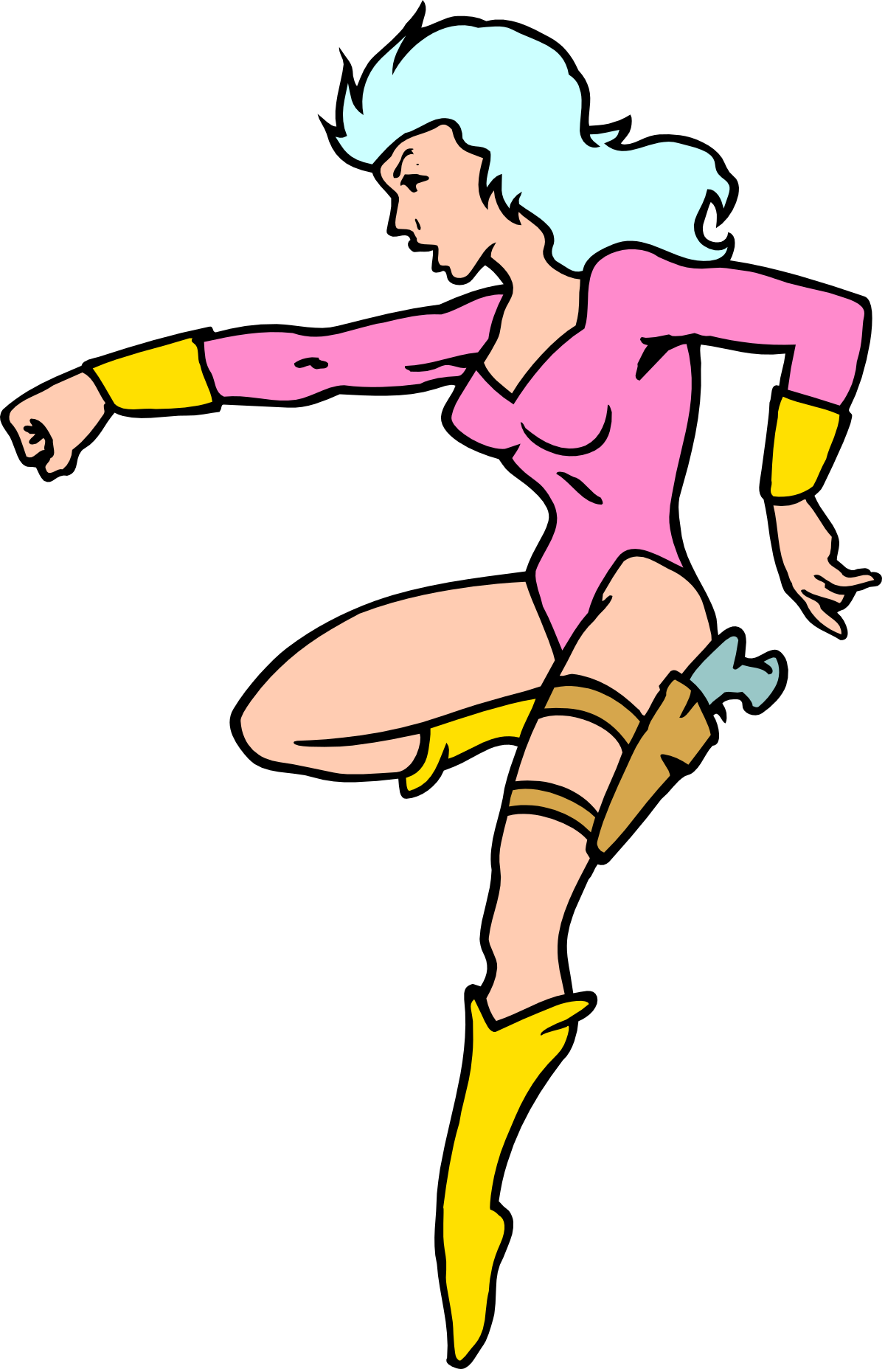 Woman in Pink Shirt and Yellow Boots Clipart for Vibrant Designs