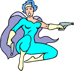 Woman in Blue Costume Holding Knife - Dynamic Clipart Image