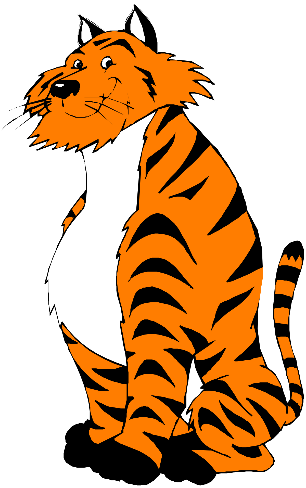 Cartoon Tiger Sitting on Ground - Playful Clipart for Creative Projects
