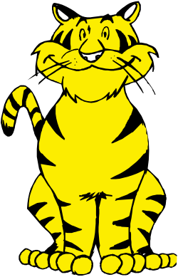 Yellow Cat Sitting with Paws Crossed - Charming Clipart for Your Projects