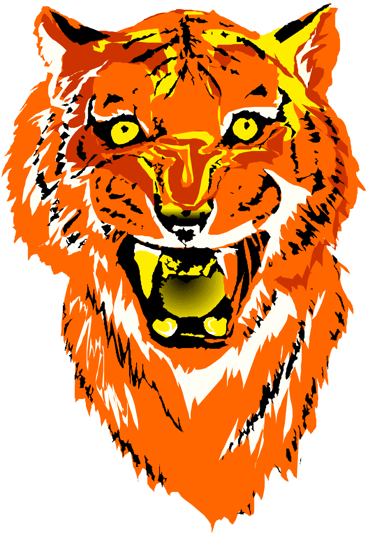 Tiger Clipart with Yellow Face on Black Background - Bold and Eye-Catching