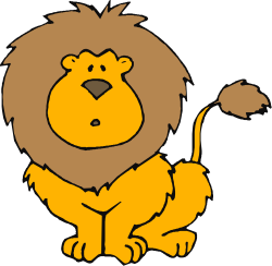Cartoon Lion Sitting with Leaf: Playful Clipart Collection