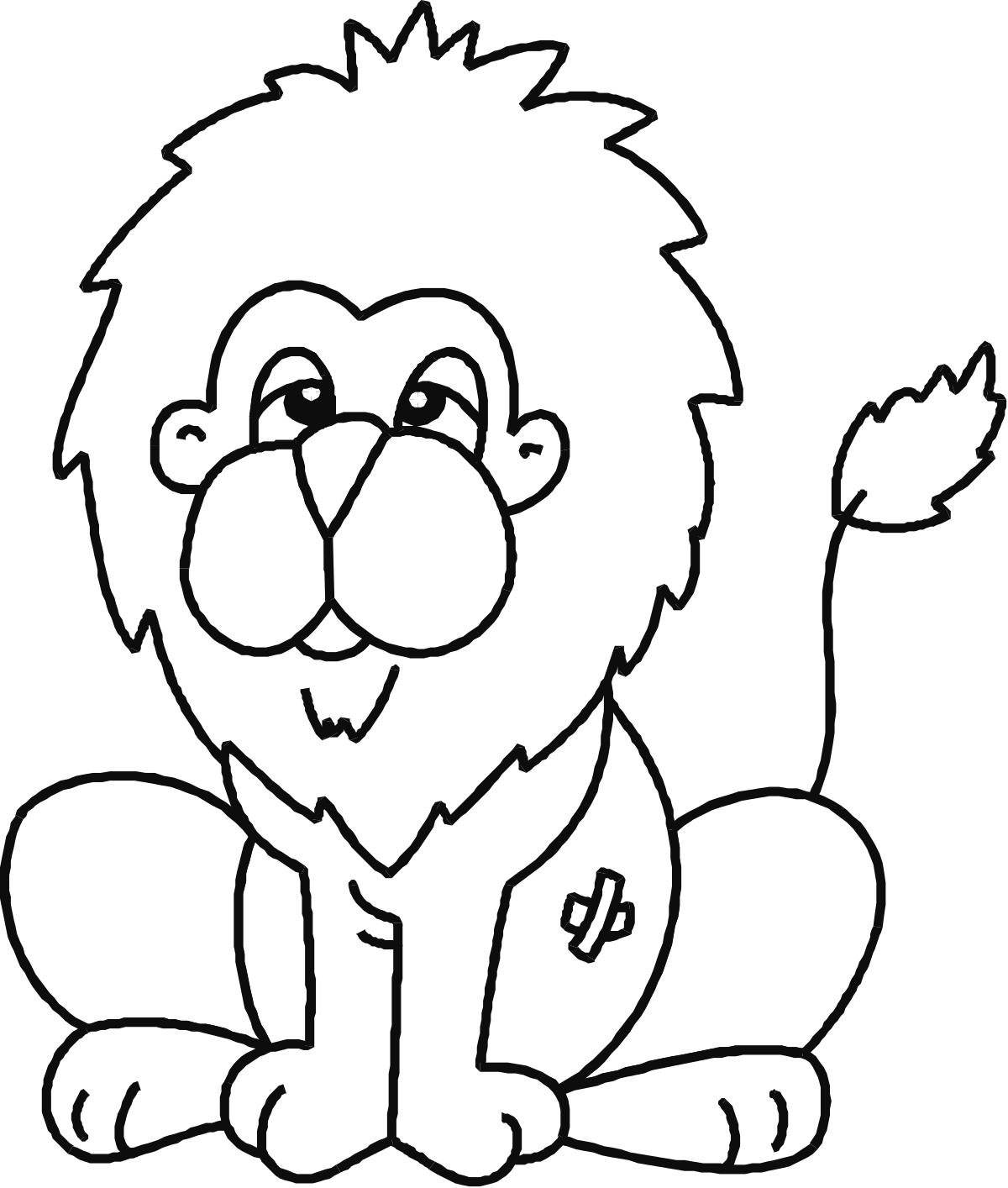 Lion Sitting Down with Paws on Ground - Majestic Wildlife Clipart