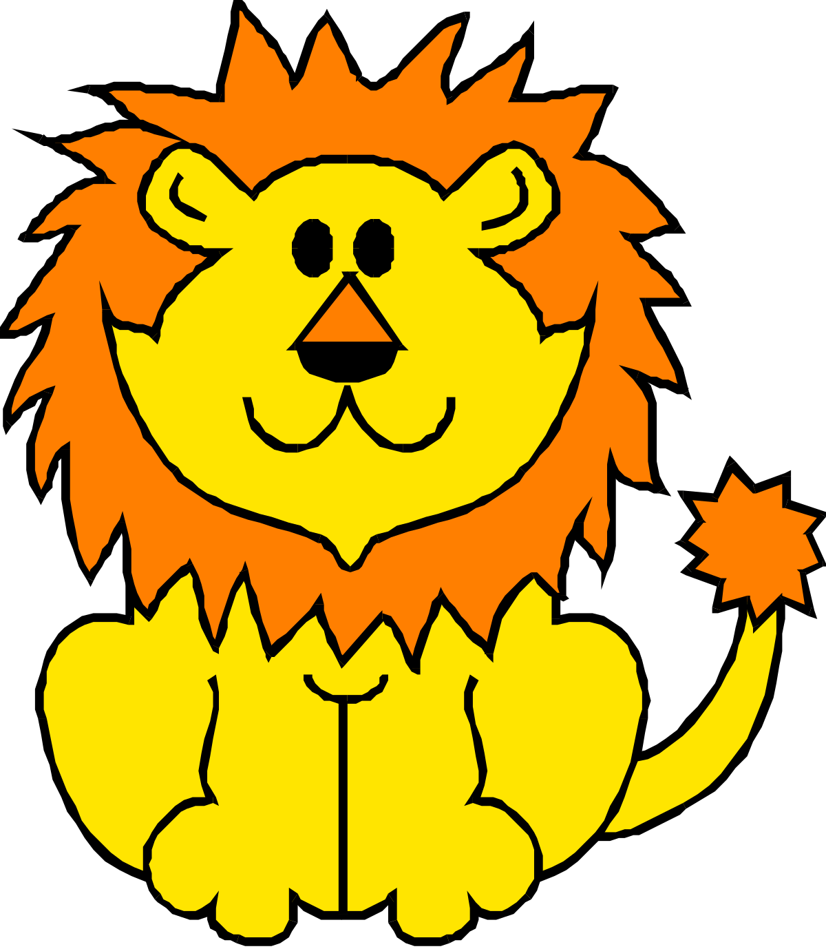 Lion Sitting Down with Paws on Ground - Regal Clipart