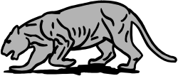 Black and White Panther Silhouette on Dark Background Clipart