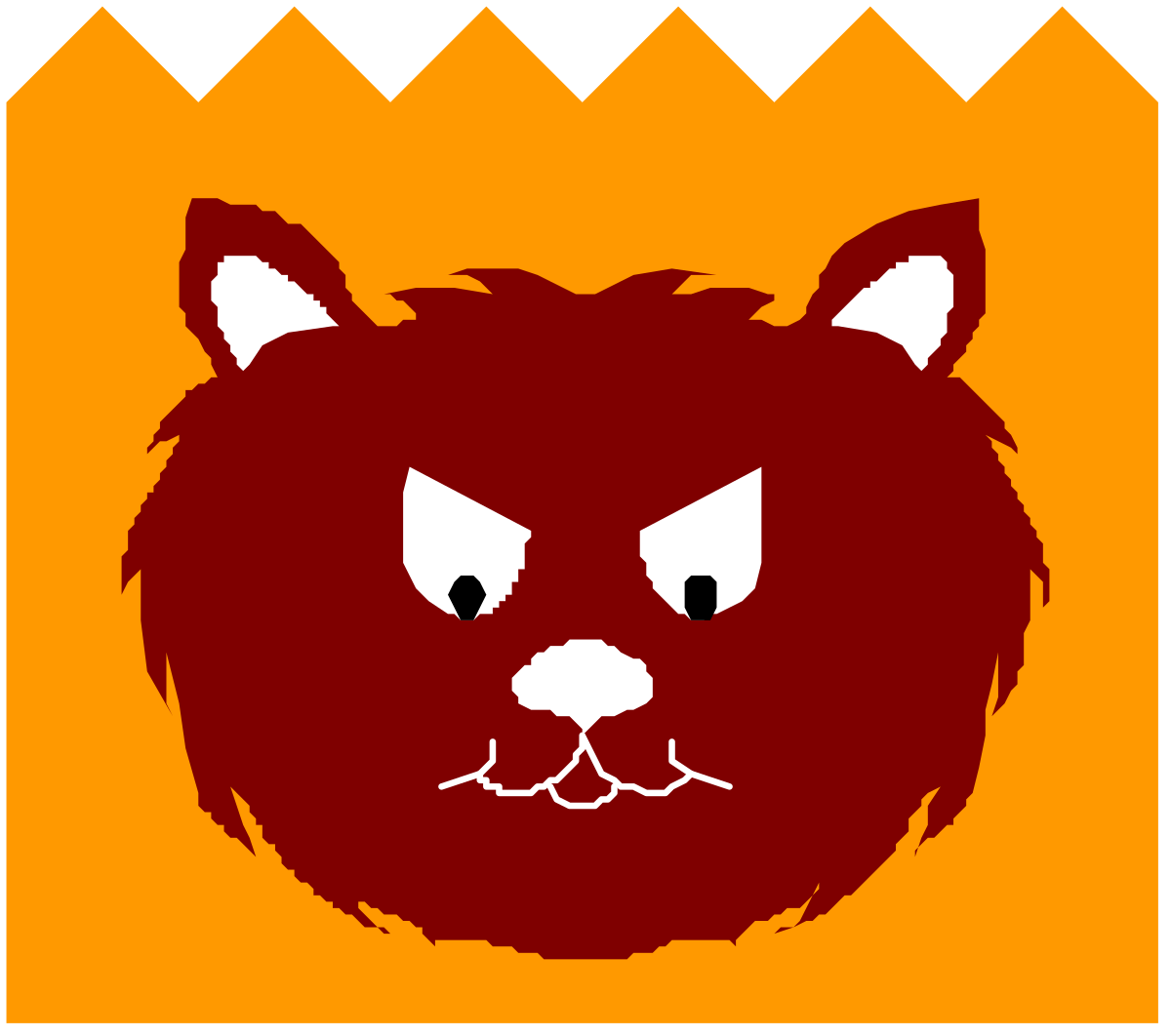 Red and Yellow Cat Head Clipart with White Face