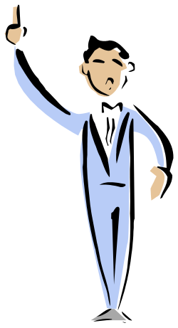 Conductor in Blue Suit Pointing - Engaging Orchestra Clipart