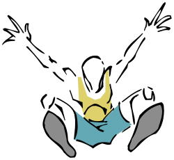 Vibrant Yellow and Blue Logo on Black Background Clipart