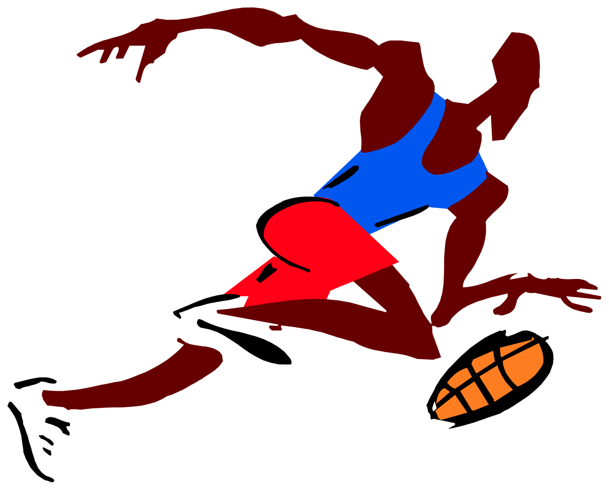 Running Man Clipart in Blue and Red Shirt - Dynamic SVG Illustration
