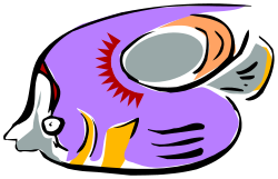 Purple Fish with Yellow Eye Clipart: Vibrant Aquatic Illustration