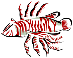 Zebra Fish Clipart with Striking Red and White Stripes