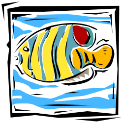 Fish with Red Eye and Blue Background - Vibrant Clipart for Your Projects
