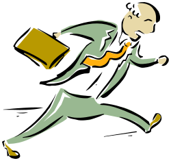 Businessman Running with Briefcase Clipart - Dynamic Corporate Icon