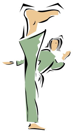 Karate Action Clipart: Person in Green Suit Performing Martial Arts