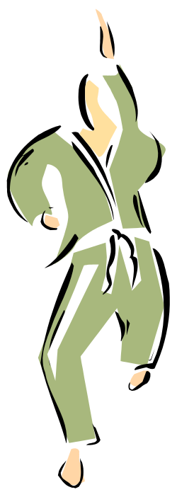Karate Action: Man in a Green Suit Clipart