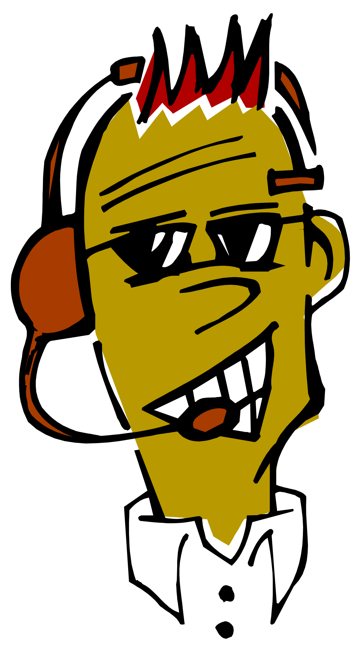 Cartoon Character with Red Nose on Black Background Clipart