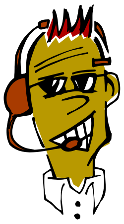 Cartoon Character with Red Nose on Black Background Clipart