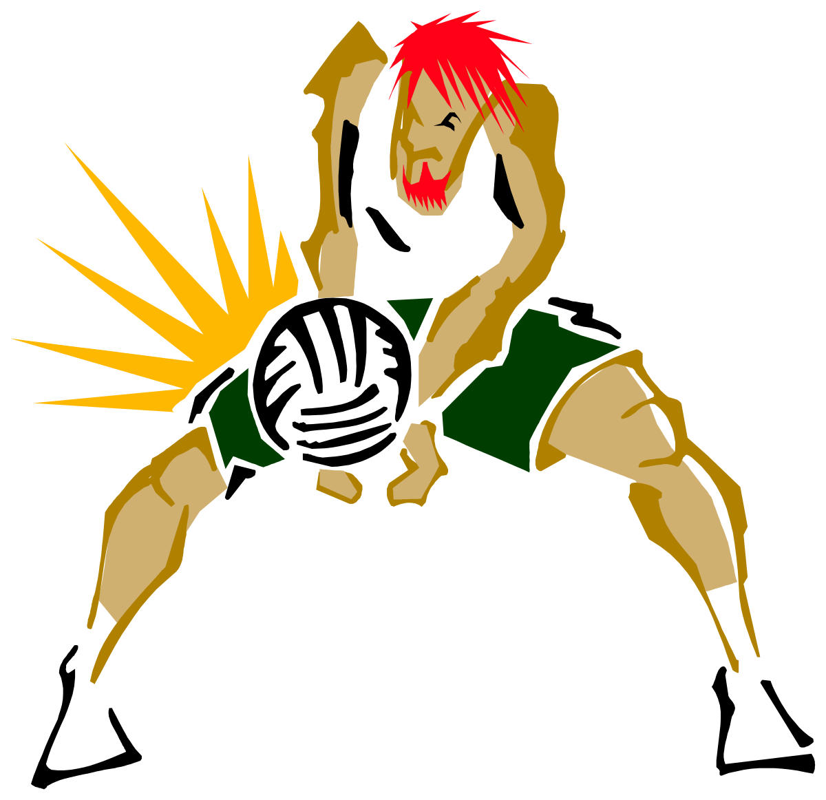 Man Kicking Ball in Green Shirt Clipart for Dynamic Scenes