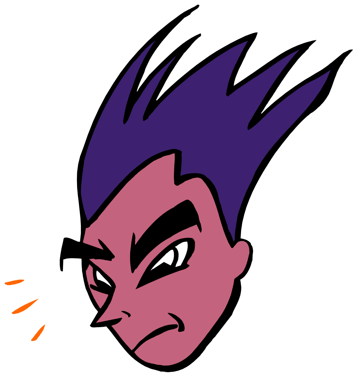 Purple Hair Cartoon Character on Black Background Clipart