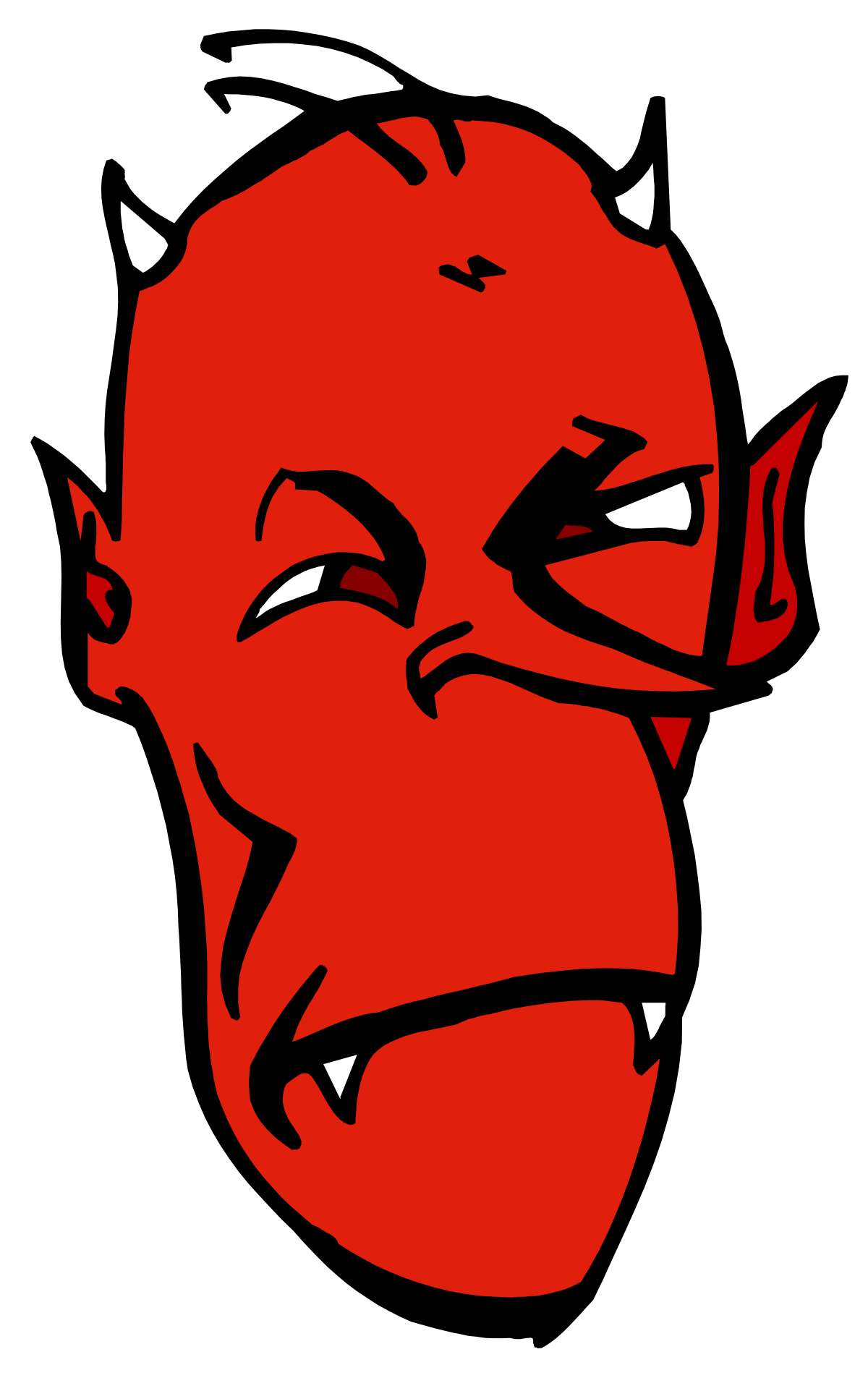 a red devil with horns and fangs on his face clip art png transparent Red Devil Clipart: Fiery Horned Creature with Fangs