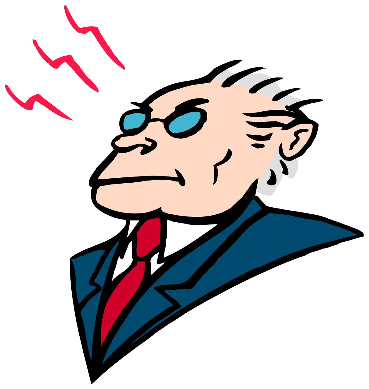 Cartoon Clipart of a Man in a Blue Suit with a Red Tie