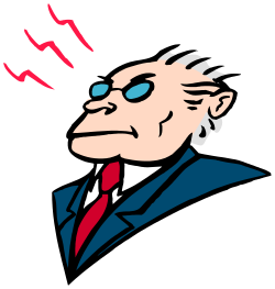 Cartoon Clipart of a Man in a Blue Suit with a Red Tie