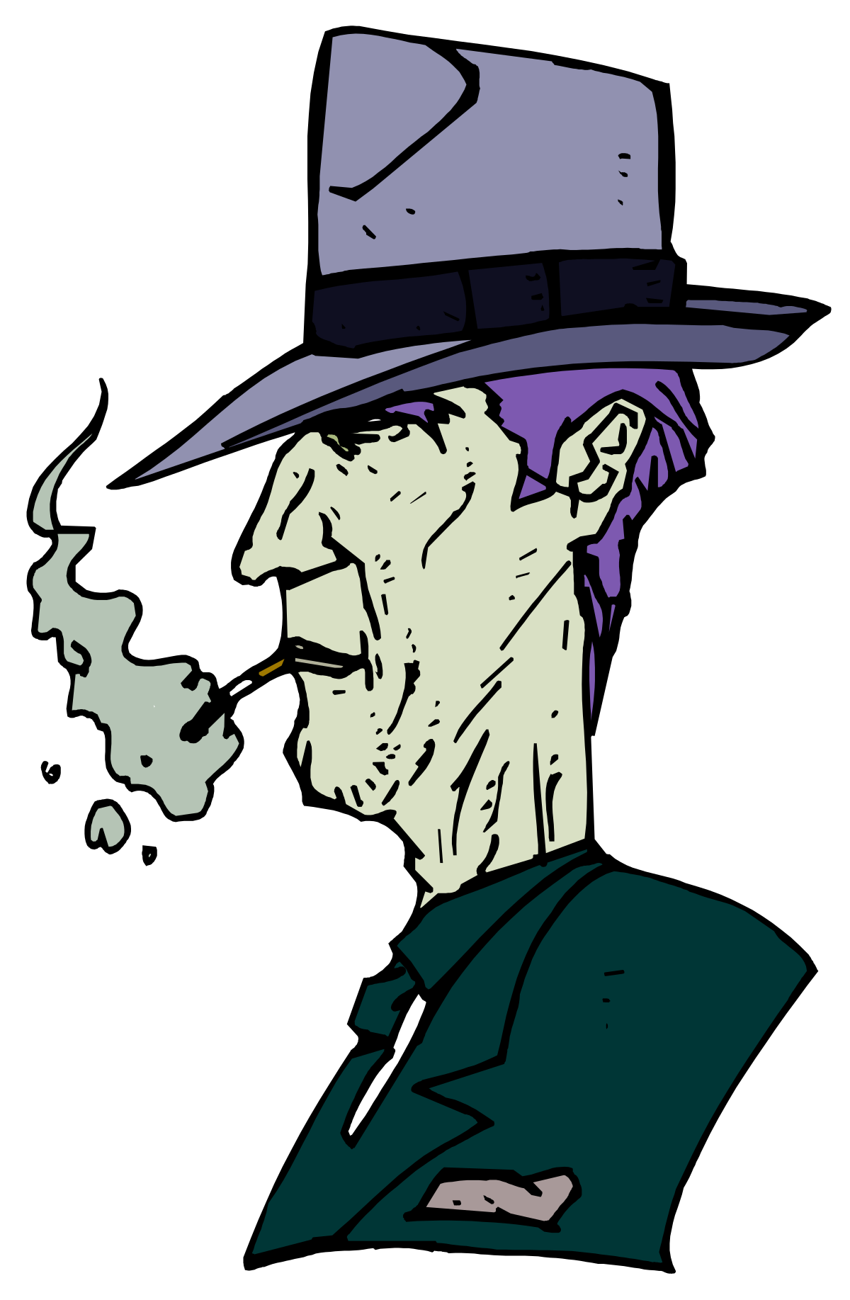 Smoking Man Clipart: Stylish Cartoon Character in Hat and Suit