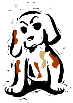 Black and Orange Dog Standing in Dark Clipart for Your Projects
