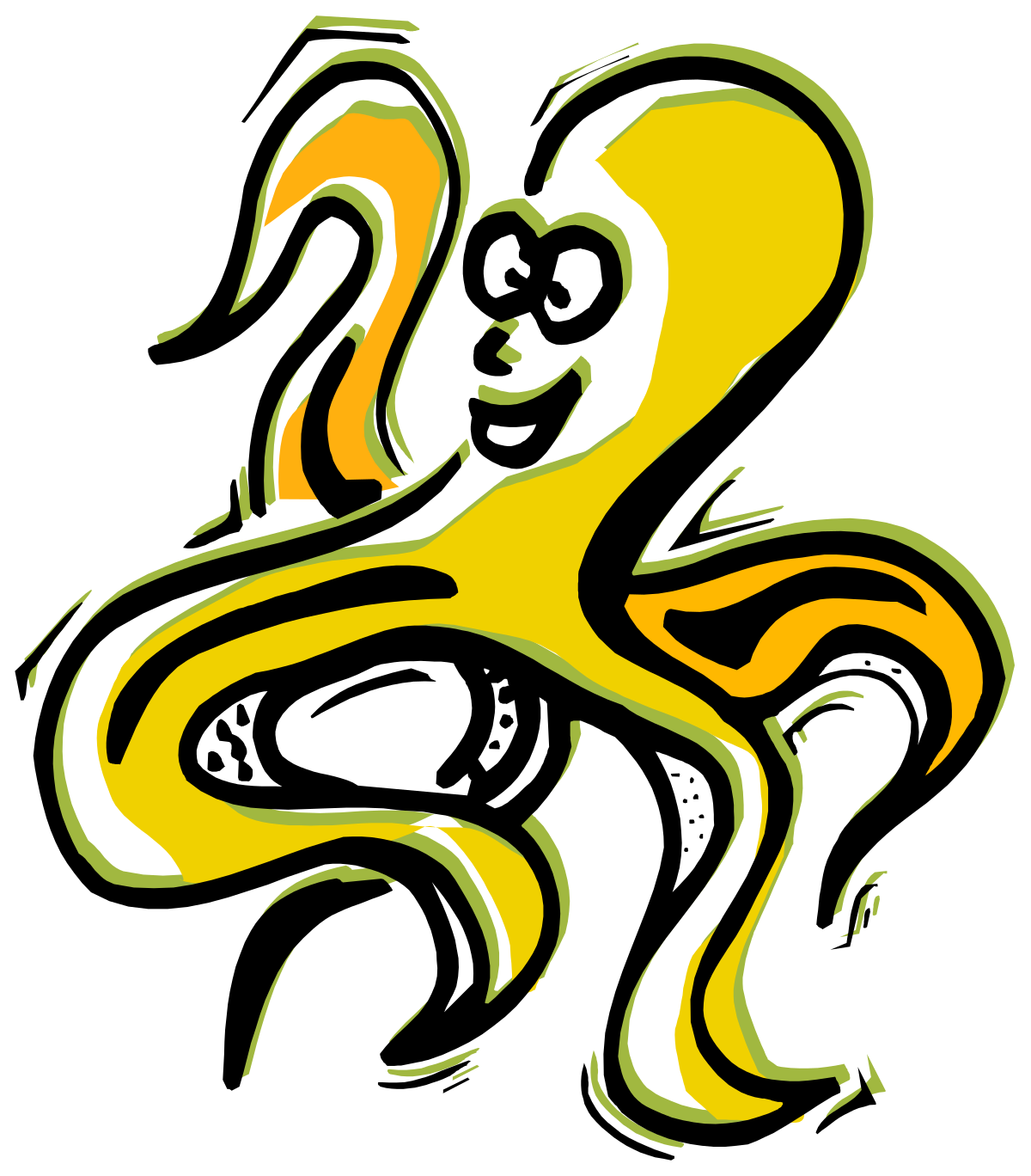 Yellow and Black Snake Clipart on Black Background