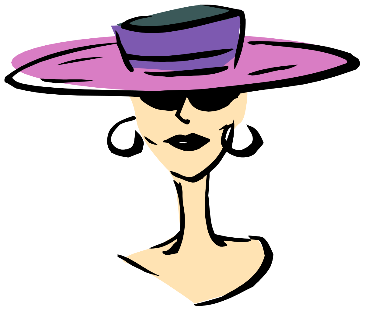 Woman in Purple and Green Hat Clipart - Vibrant Fashion Illustrations