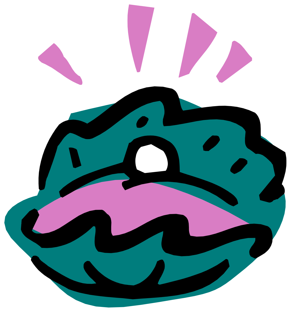 Black and Pink Face with Sun Background Clipart