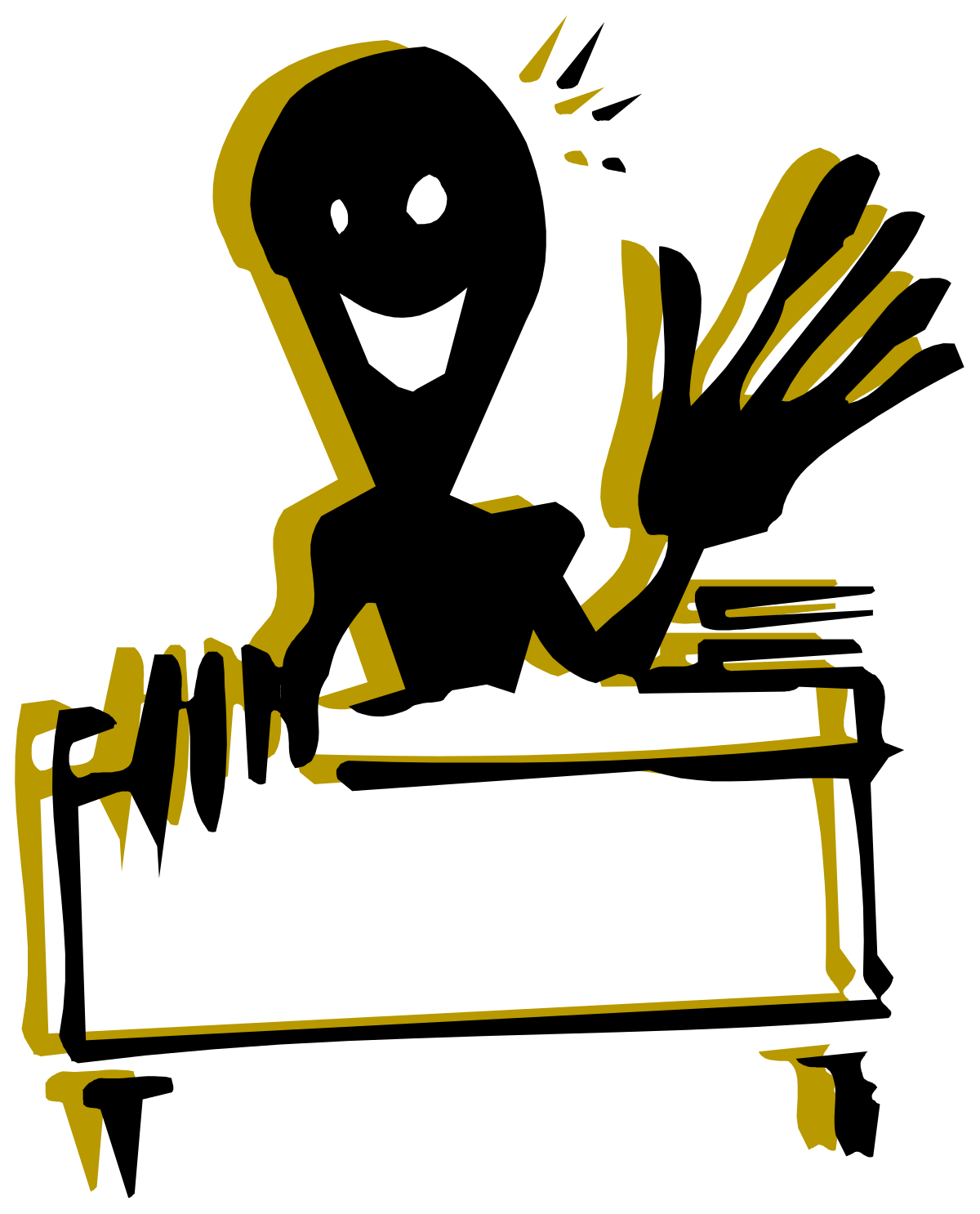 a black and yellow drawing of a man sitting on a chair clip art png transparent Black and Yellow Man Sitting on Chair Clipart for Dynamic Designs