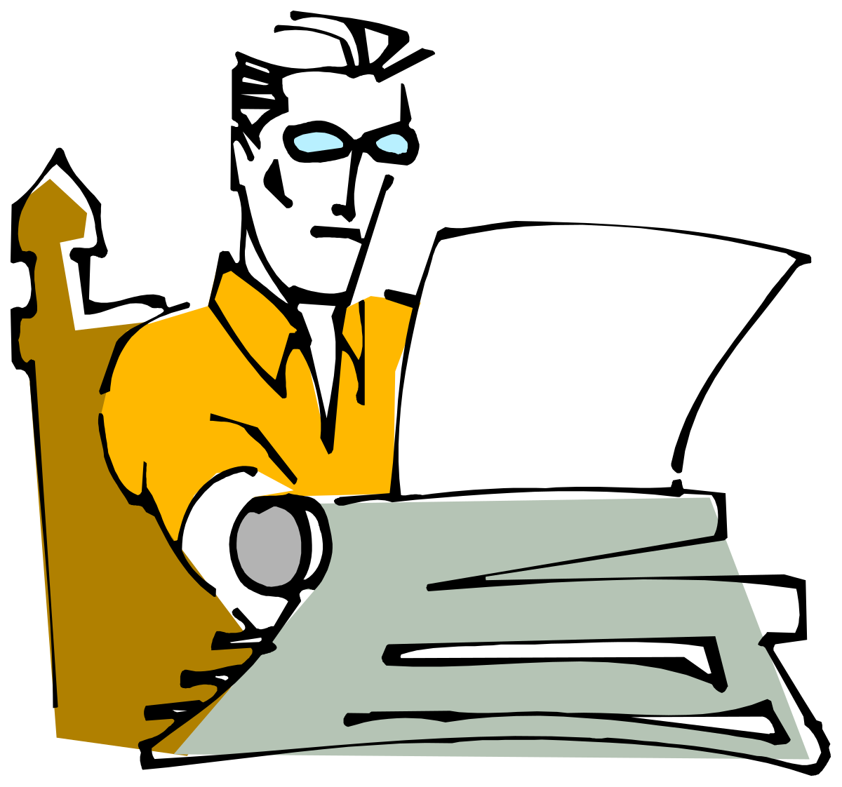 Laptop Clipart: Person Sitting at Desk for Modern Workspaces