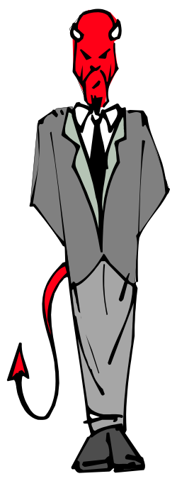 Man in Suit with Red Devil Emblem Clipart for Unique Visuals