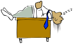 Businessman in Suit Sitting at Desk Clipart